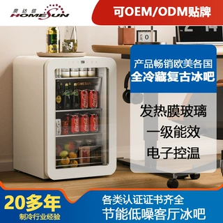 跨境68L复古冷藏冰吧酒店客房小型冰箱饮料保鲜柜CE认证单门冰箱