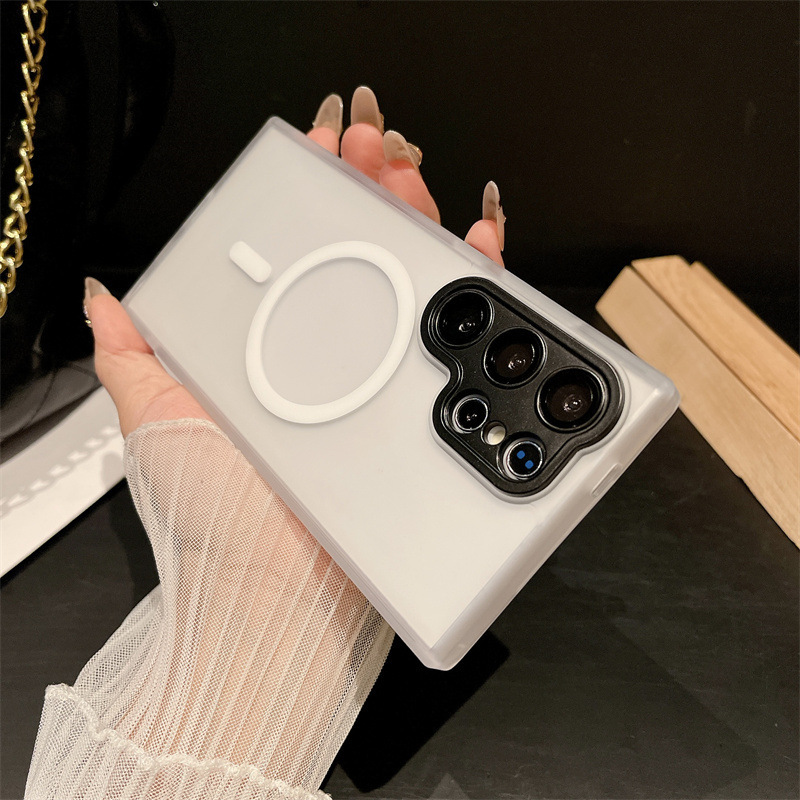 Samsung S25ultra つや消し肌感触磁気電話ケース S24plus オールインクルーシブレンズフィルム保護カバー S23 に適しています。|undefined
