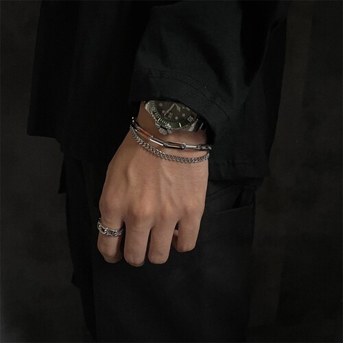 Japanese and Korean multi-layer retro punk style titanium steel women's chain bracelet, Ins fashion, trendy, versatile, personalized bracelet accessories, wholesale