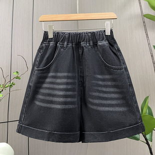 2025 Summer Thin Elastic Waist Loose Denim Shorts for Women Plus Size Fat mm Hip-Covering Slimming Casual Five-Point Pants