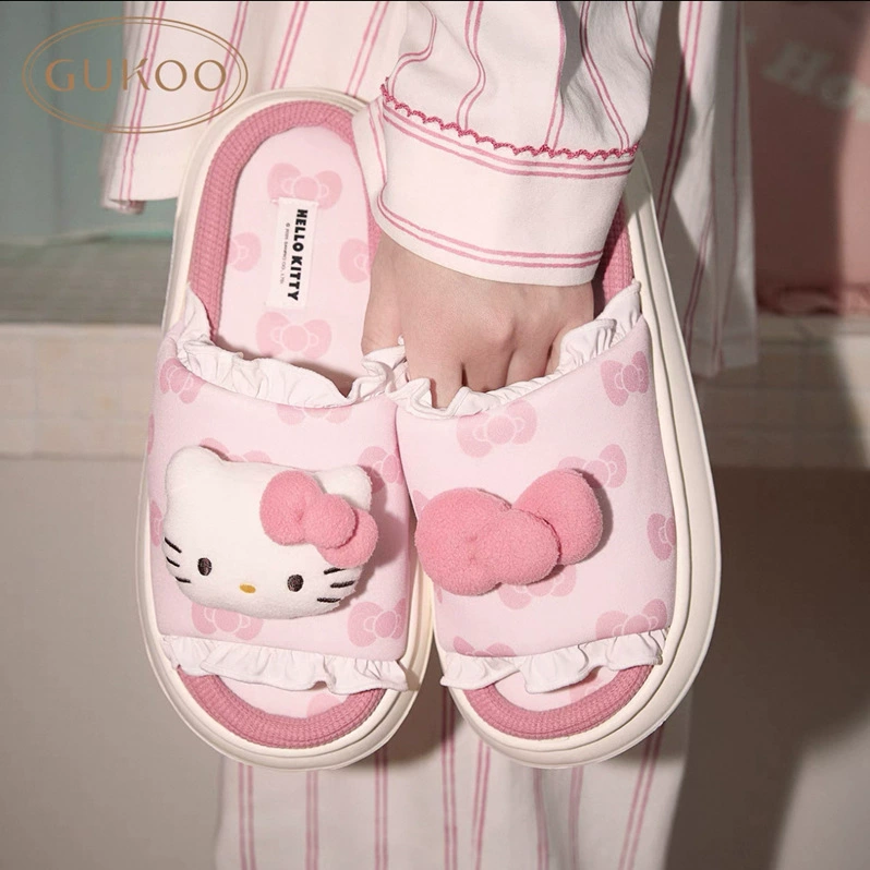 Тапочки Gukoo/Nutshell, женские весенне-летние новые женские домашние сандалии HelloKitty на толстой подошве
