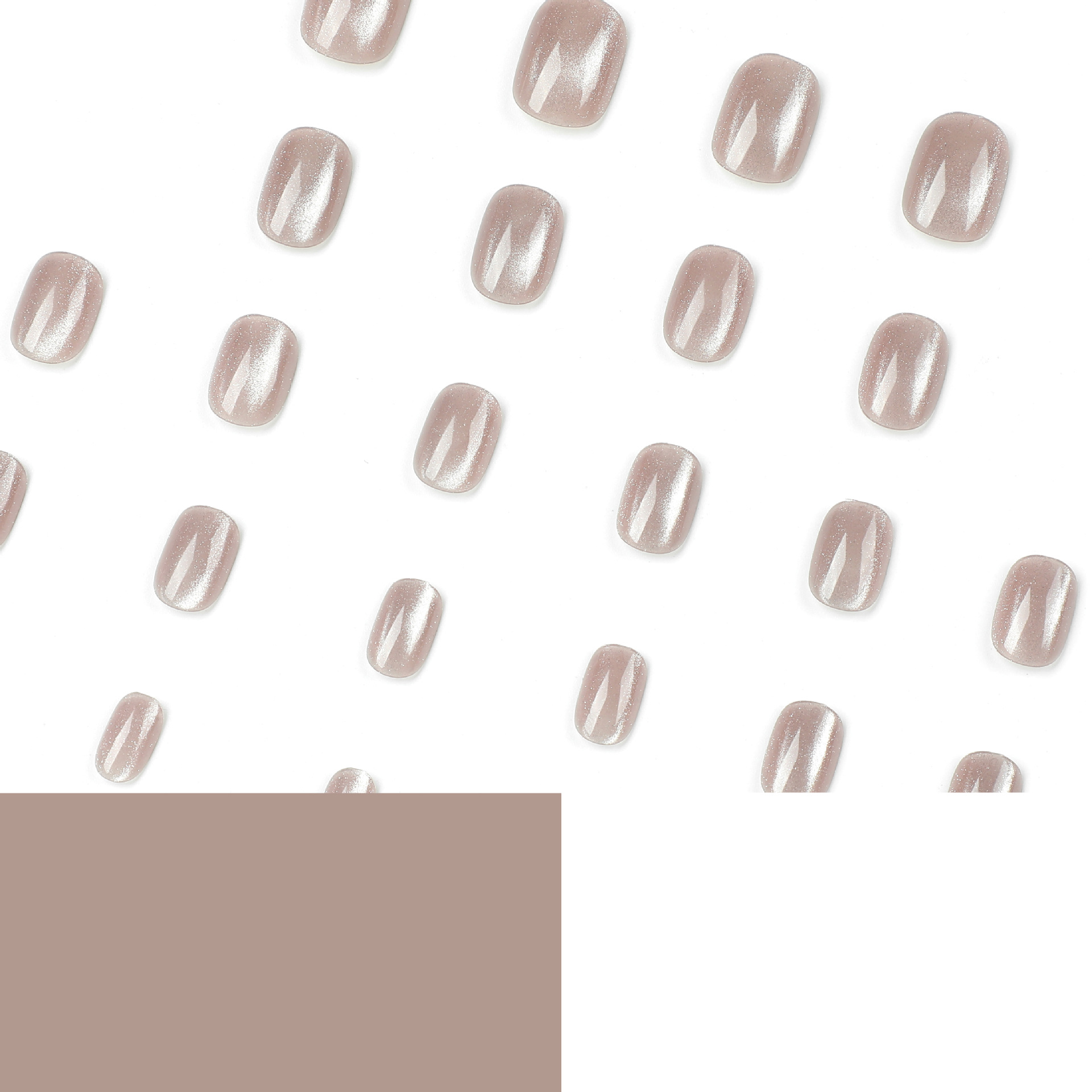 Pegatinas de uñas usable gris ahumado púrpura ojo de gato falso parche de uñas desgaste de uñas cortas uñas falsas manicura de verano al por mayor