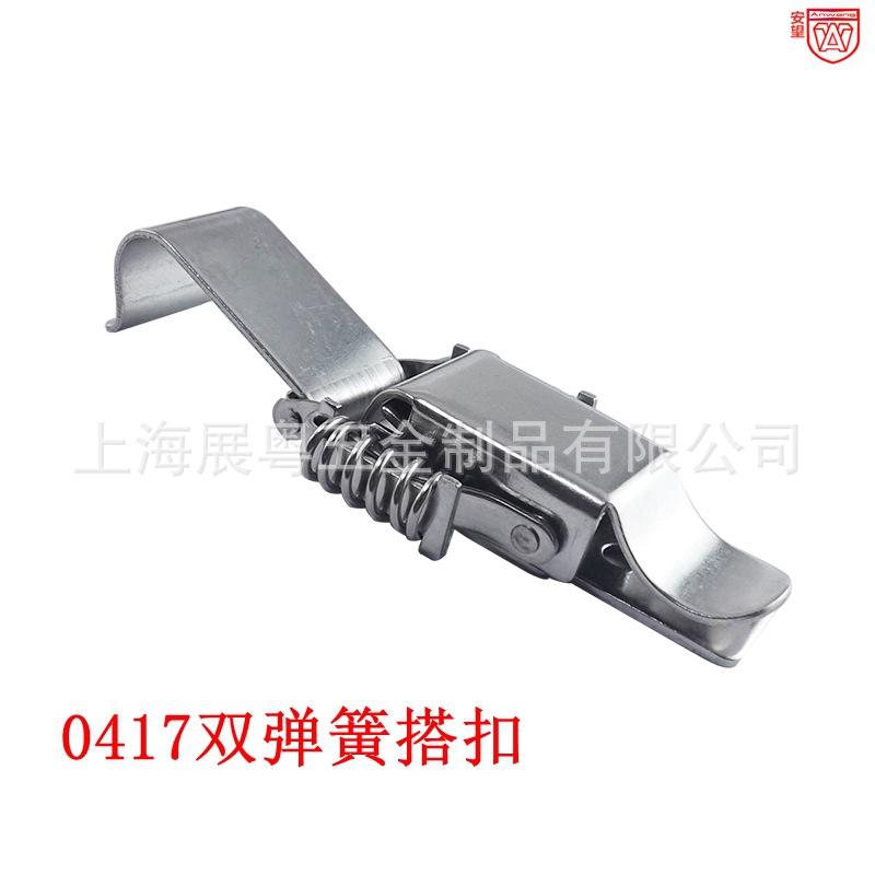 0417 acero inoxidable 304 doble resorte cierre cierre caja de madera cierre cierre cierre industrial cierre accesorios de bolsa