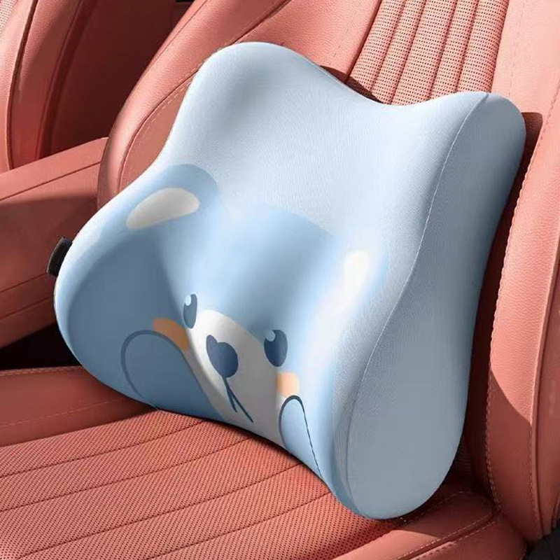 Cross-border cartoon bear lumbar support cushion for office workers, long-sitting waist protector, memory foam slow-rebound car cushion