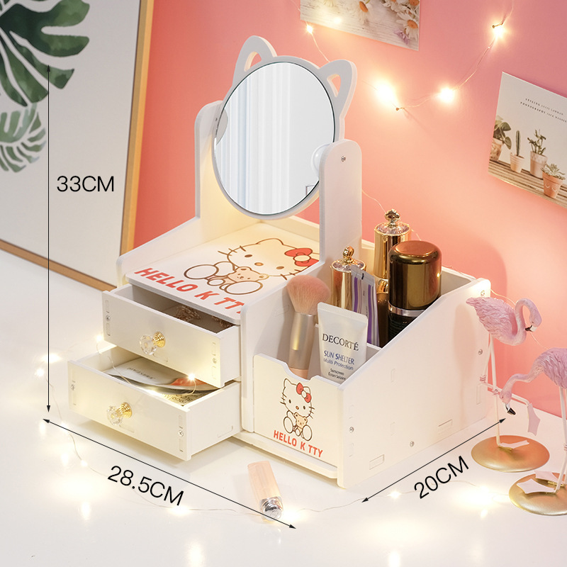 Espejo de maquillaje espejo portátil de niña red red escritorio espejo de vestir dormitorio de estudiantes梳妆台 simple espejo con caja de almacenamiento
