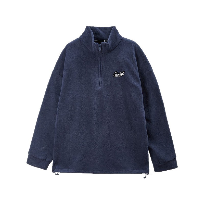 Comercio exterior transfronterizo de moda americana chaqueta de terciopelo hombre invierno perezoso viento más terciopelo calentamiento suelto con semiacremallera suéter