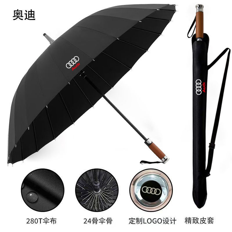 新款24骨大号加厚加粗防暴雨商务车标伞奔驰劳斯莱斯宝马长柄雨伞|undefined