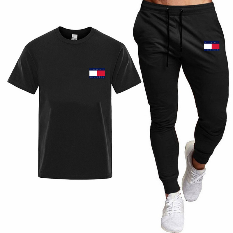 2024 foreign trade new men's cotton T-shirt casual sports pants suit men's round neck printed fashion T-shirt men 2024 foreign trade new men's cotton T-shirt casual sports pants suit men's round neck printed fashion T-shirt men