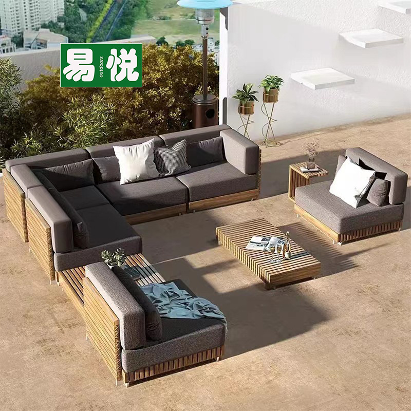 Diseñador al aire libre sofá slumber patio hotel balcón sofá al aire libre jardín de alta gama sofá de teca al aire libre