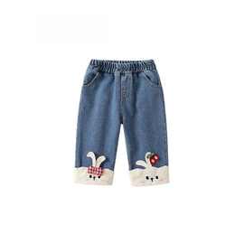 女童牛仔裤秋装2025新款洋气宝宝裤子外穿休闲长裤婴儿直筒裤春秋