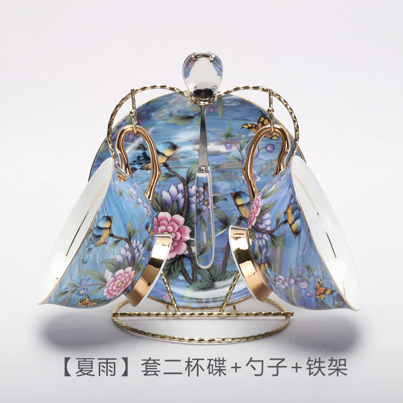 Luz de estilo europeo de lujo hueso China taza de café y platillo traje británico té de la tarde juego de gama alta exquisita novias regalo