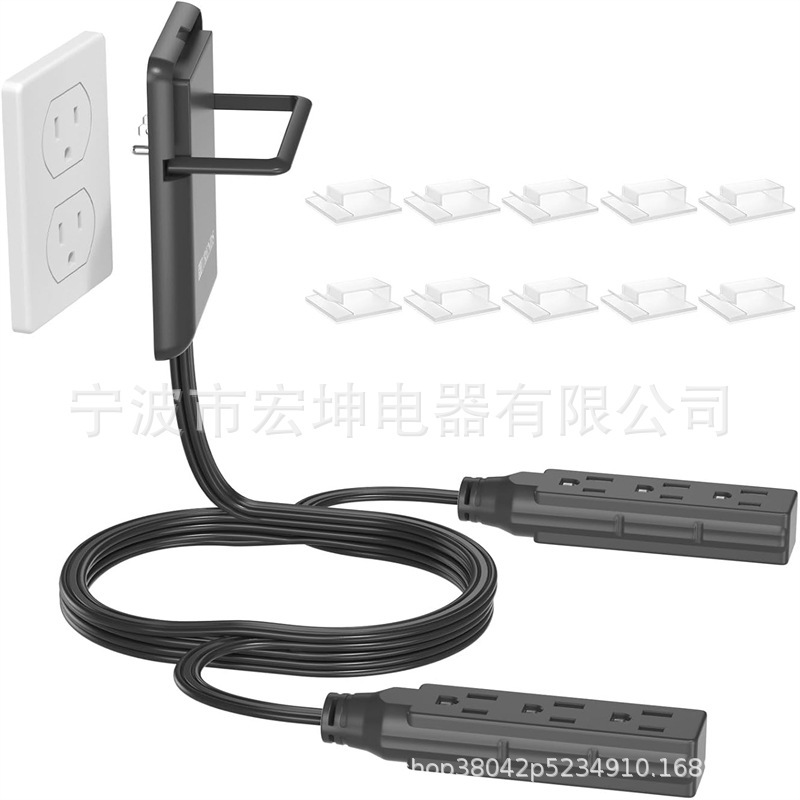 6FT ultra-flat plug double extension cord, ultra-thin socket concealer, universal size flat plug 6FT ultra-flat plug double extension cord, ultra-thin socket concealer, universal size flat plug