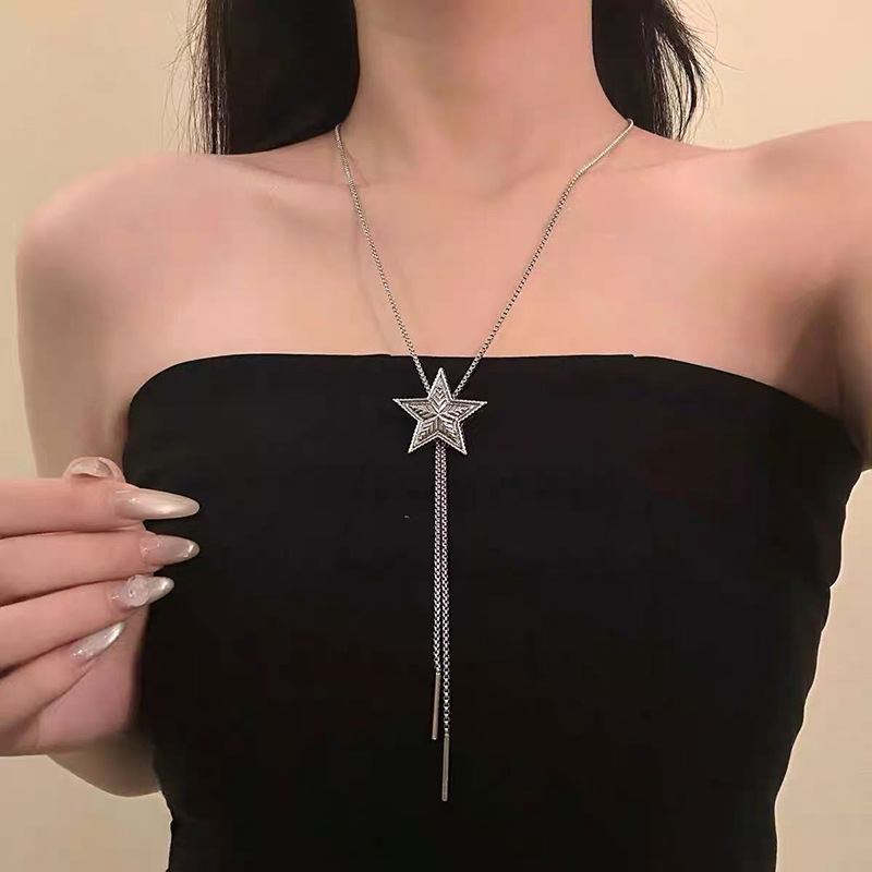 Otoño y invierno minimalistas collares colgante de goteo de Feng Shui mujeres chaqueta larga suéter cadena casual accesorios de lujo ligero