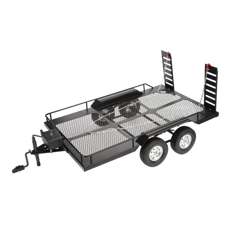Trx4 Km2 D90 Scx10 1/10 Dual-Axis Metal Trailer Climbing Car Flatbed Trailer Universal