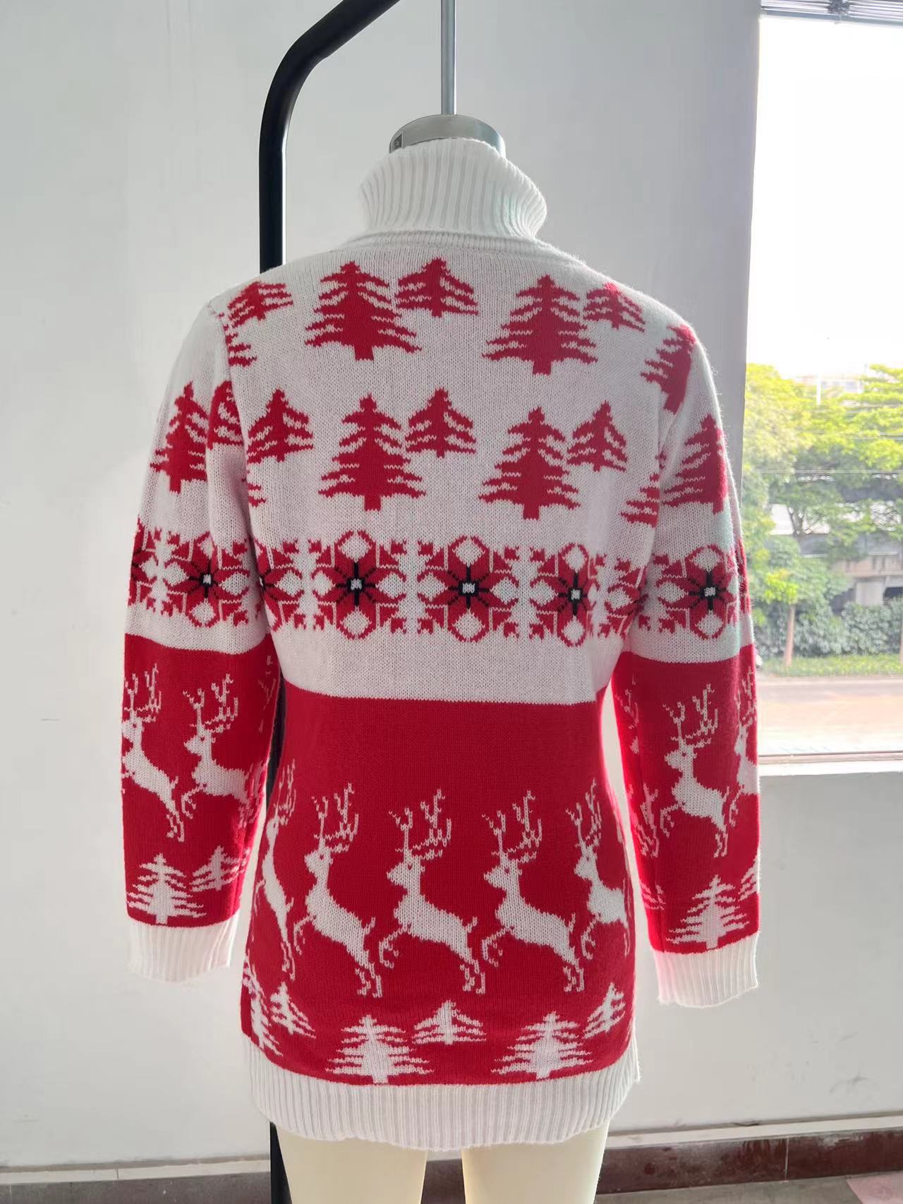 448g Weight Costume Props Event & Party Supplies Long Sleeve Sleeve Length Pullovers Placket Type Regular Sleeve Sleeve Type Polyester Fabric Type Regular Top Length Sweater Tops Type Daily Occasion Turtleneck Neckline Regular Fit Fit Type Christmas Festival Christmas Tree Pattern Winter, Autumn Season Women'S, Men'S Gender Jacquard Design Fashion Style Wholesale Women'S Men'S Fashion Christmas Tree Long Sleeve Jacquard Sweaters & Cardigans 1
