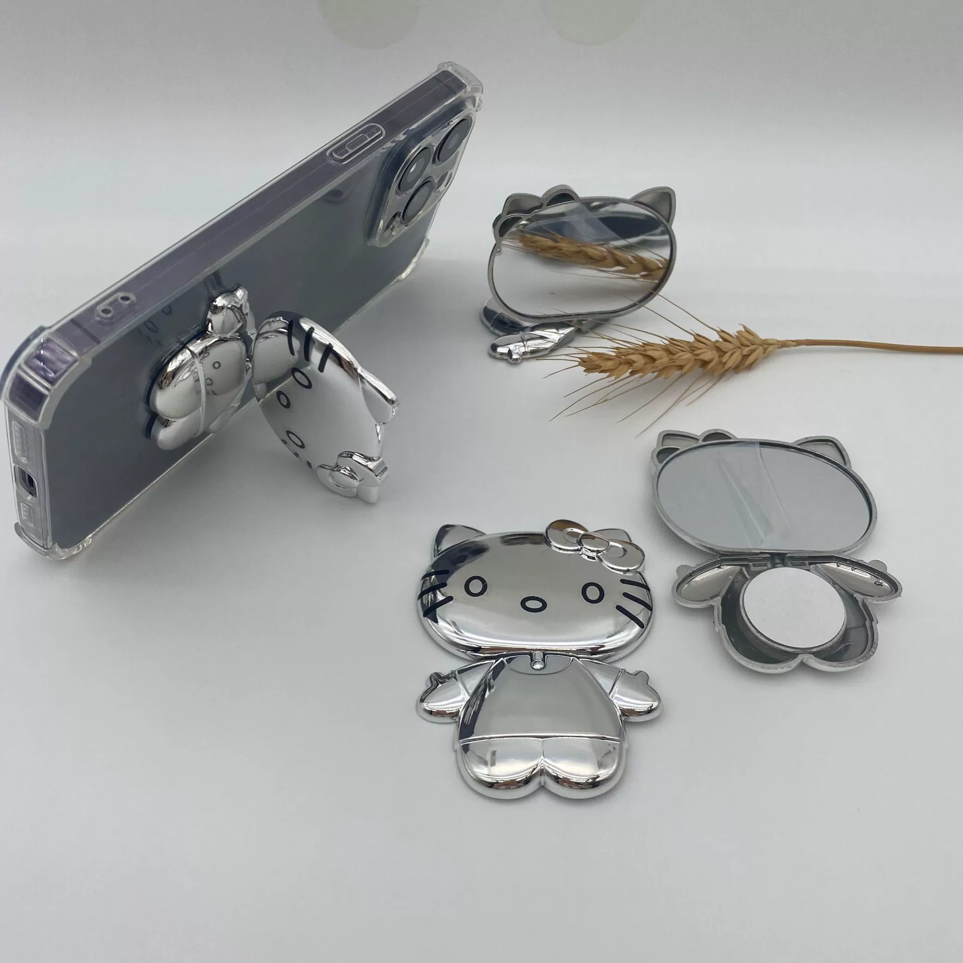 KTCat мобильный телефон подставка задняя наклейка 360 вращающаяся голова вращающееся тело с перевязкой макияж зеркало серебряное полное покрытие