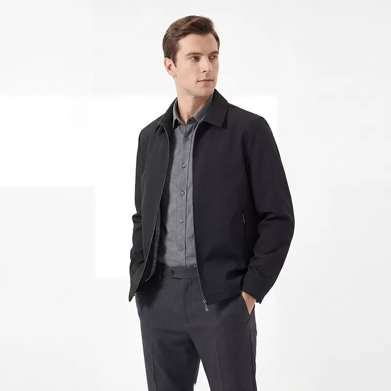 男装抗皱商务行政夹克男士2026新款中年爸爸秋季休闲外套
