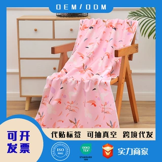 经编超细纤维单面数码印花浴巾吸水速干跨境浴巾毛巾便携亲肤浴巾