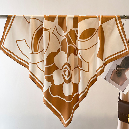 Korean style spring and autumn new twill 90 large square scarf women's silk scarf decorative scarf summer sun protection shawl headscarf beach towel