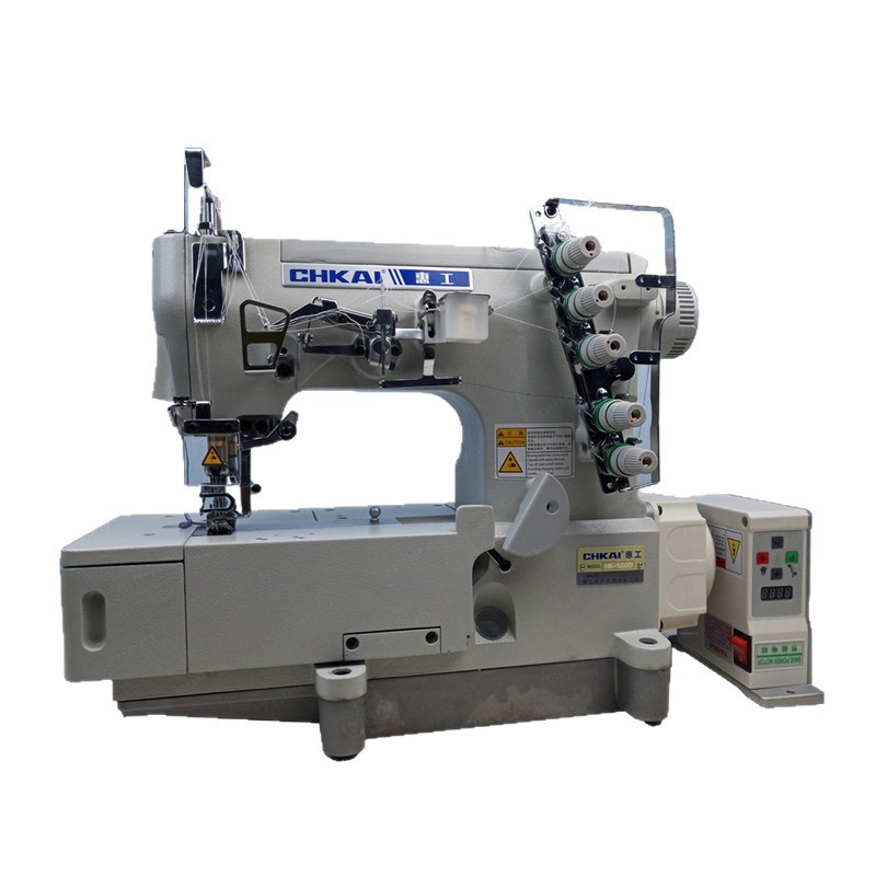 Máquina de coser eléctrica doméstica de tres agujas y cinco hilos con accionamiento directo, máquina de coser industrial, máquina de base, máquina overlock, máquina de remate de bordes.