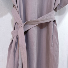 韩国裙子夏季女收腰小众设计显瘦紫色腰带连衣裙2024新款女夏1175