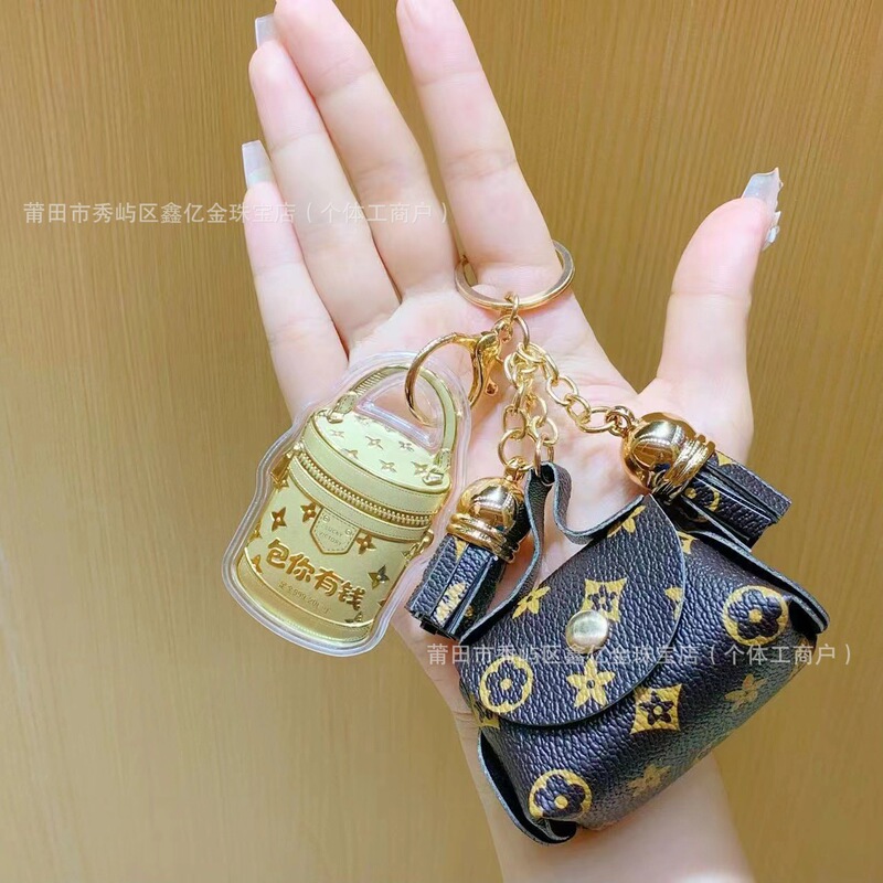 足金999包你有钱挂件 包治百病黄金钥匙扣可爱潮玩水桶包手机挂饰|undefined