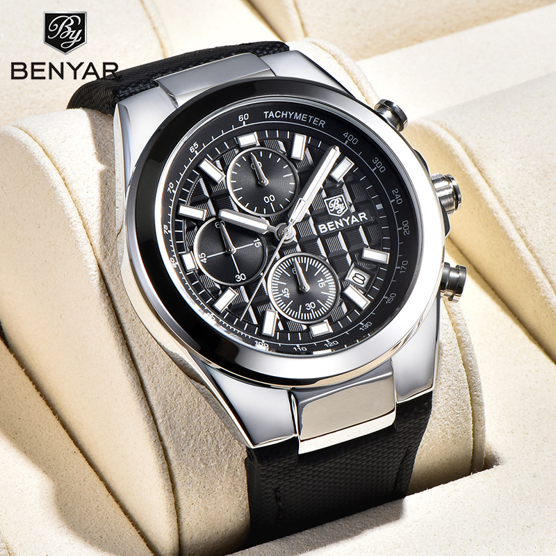 Benyar BY5206 reloj de hombre de moda correa deportivo cronógrafo multifunción reloj de cuarzo impermeable