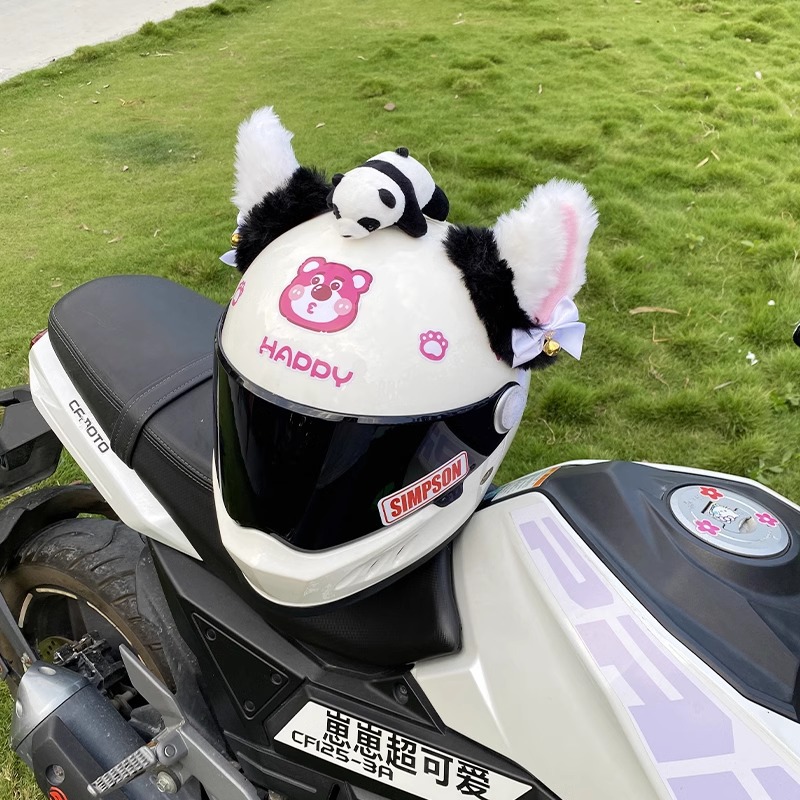 Personalized Creative Thick Velvet Bell Black Pink Cat Ear Helmet Decoration