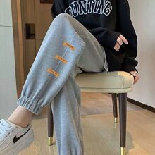 春夏薄款华夫格运动裤子男女生宽松加肥加大码休闲束脚裤卫裤