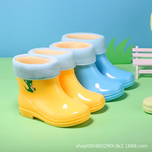 兒童雨鞋女童雨靴女孩公主寶寶幼兒園小童防滑水鞋加絨冬季恐龍鞋