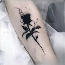 暗黑系黑色火焰禁忌玫瑰荆刺花朵图案纹身贴纸男女个性
