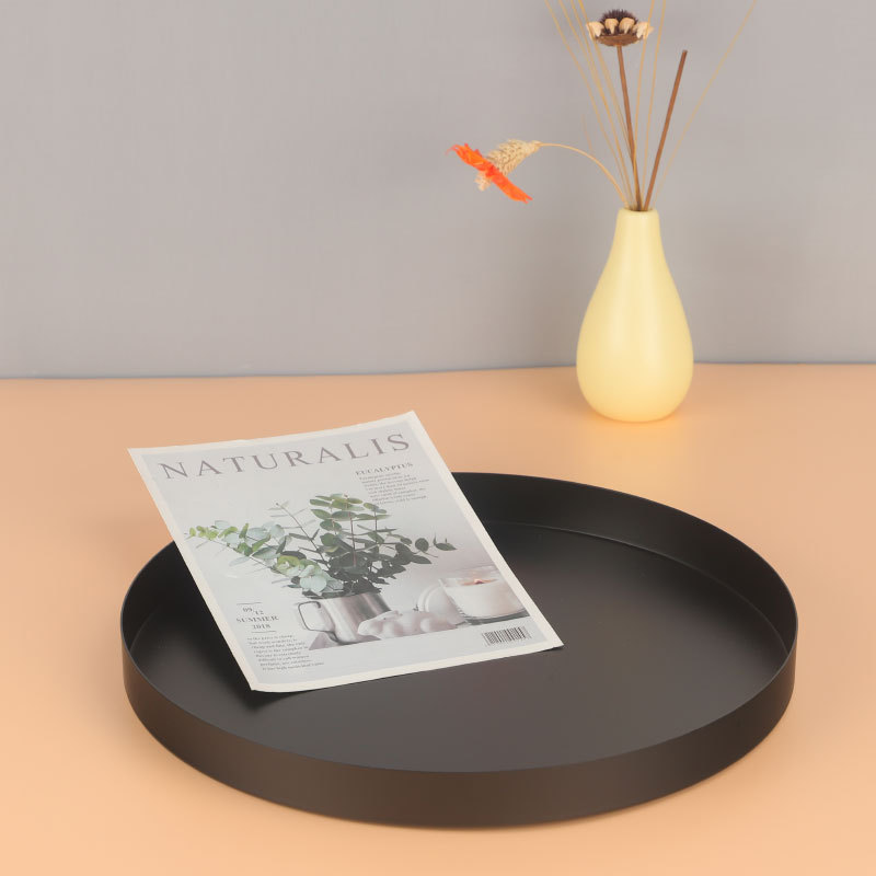 Nórdico negro disco metal bandeja de almacenamiento placa decoración joyería placa redonda Placa de fruta placa artesanía Placa de almacenamiento