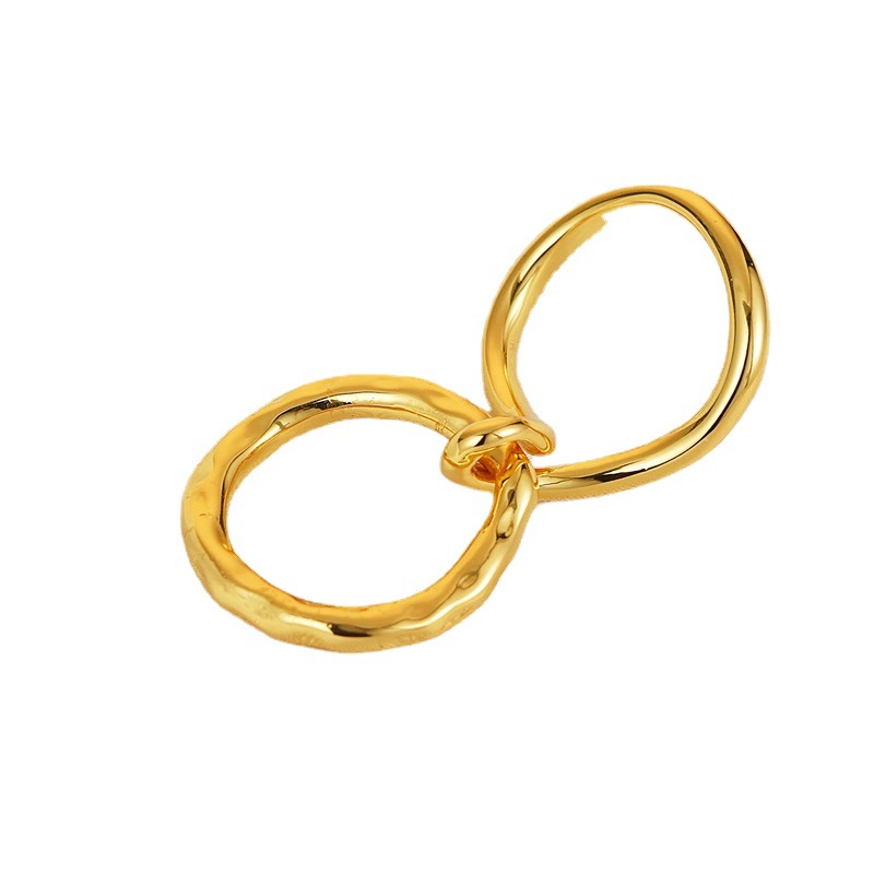 european-and-american-niche-brass-gold-plated-cold-wind-thick-line-twisted-flower-knot-ring-finger-ring