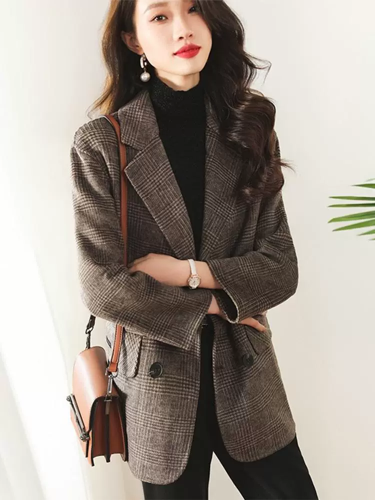 Костюм, весеннее шерстяное пальто, куртка для отдыха, приталенный, стиль Chanel