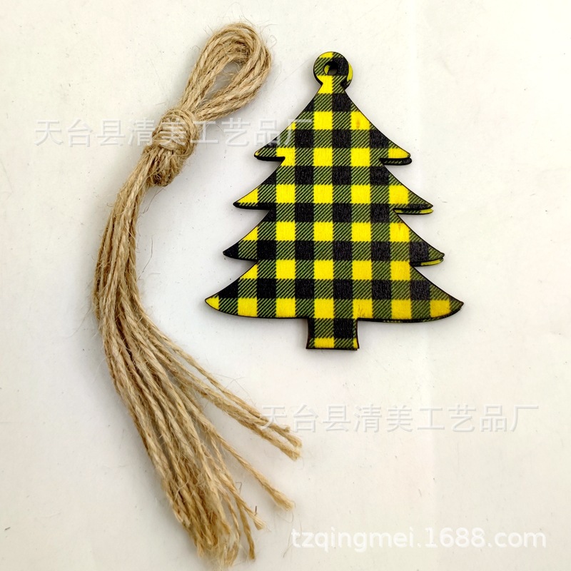 33 cuadros amarillos y negros serie navideña piezas de madera colgante de decoración navideña se pueden combinar libremente 10 piezas en un paquete