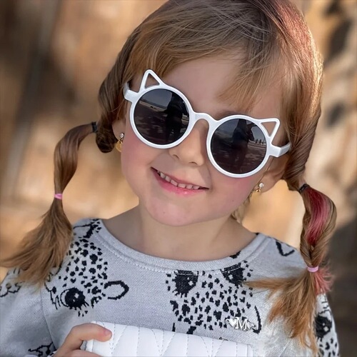  New Cute Round Frame Cat Ears Children's Sunglasses Summer Sun Protection Sunshade Glasses Fashion Baby Sunglasses Trendy