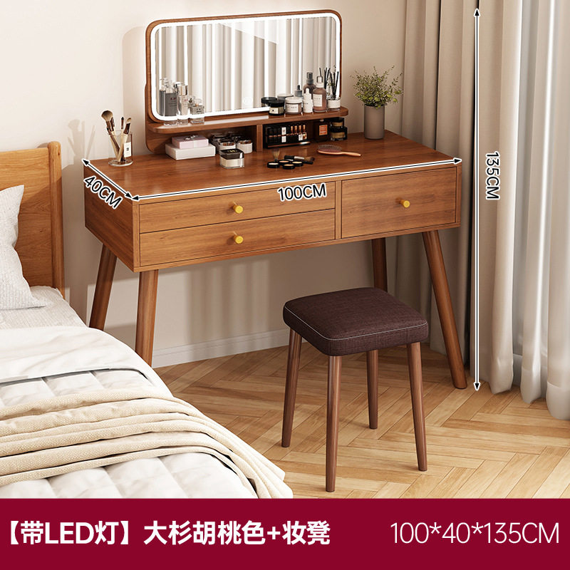 Xiangpei al por mayor dormitorio de apartamento pequeño, mesa de maquillaje de alta gama, espejo de maquillaje, tocador de lujo ligero integrado