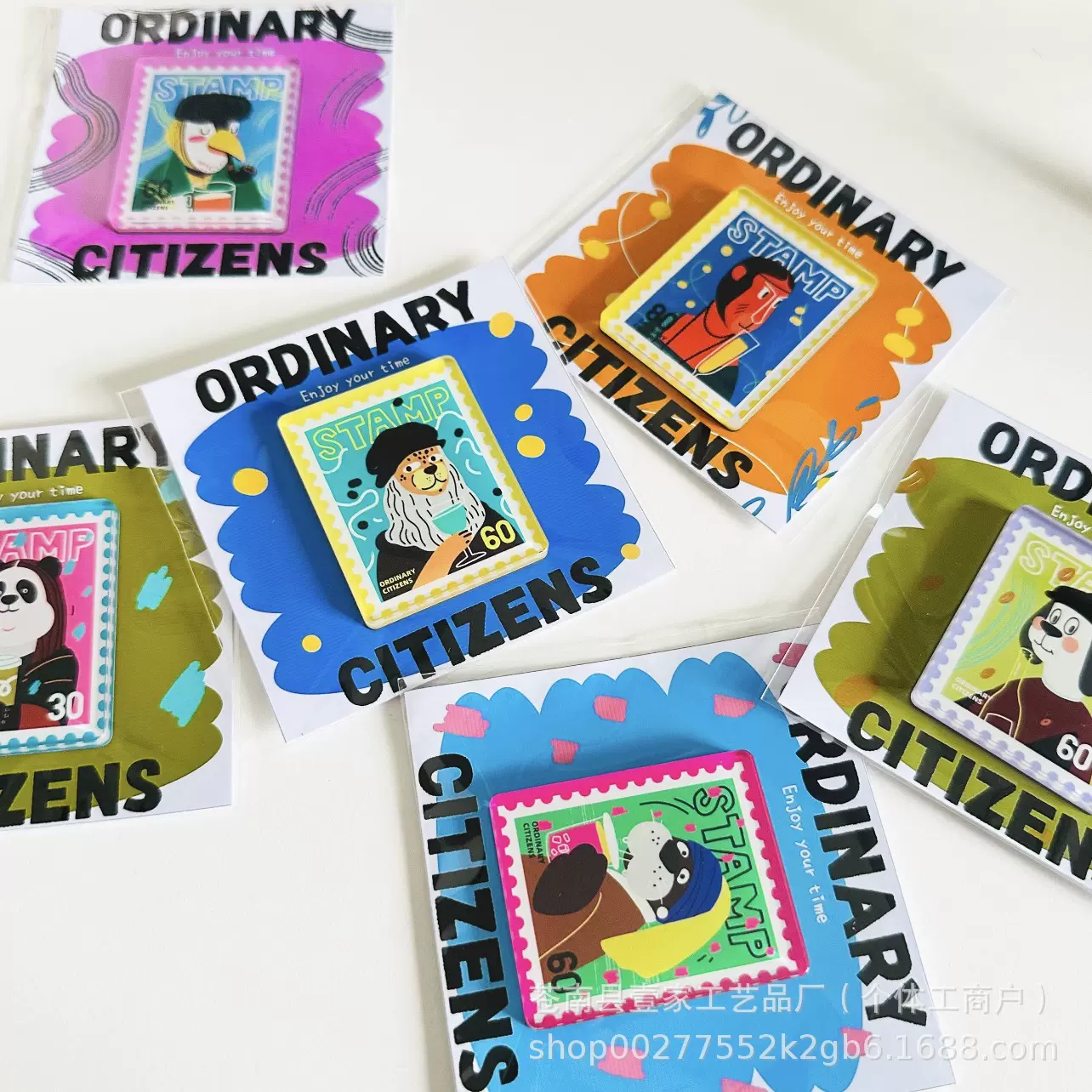 亚克力冰箱贴定制卡通涂鸦文艺熊猫冰箱贴动漫宠物猫狗周边磁性贴