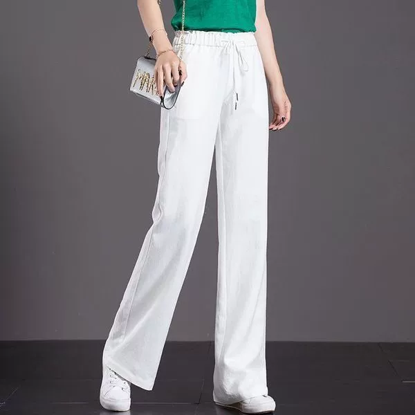 Хлопковые летние брюки, высокая талия, oversize, свободный прямой крой