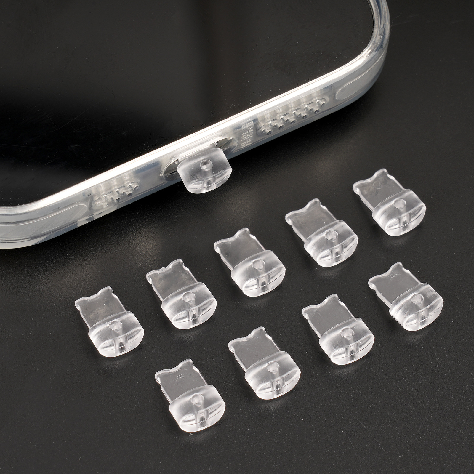 硅胶透明手机防尘塞，适用于苹果接口充电口塞，Diy带孔装饰配件