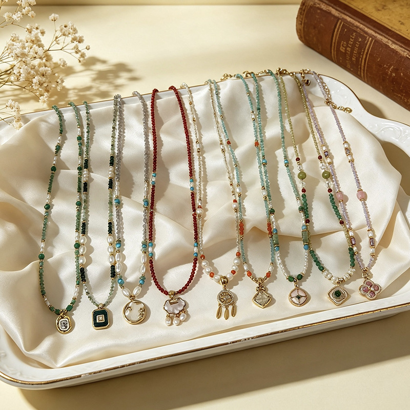 Natural freshwater pearl crystal necklace pendant semi-precious stone collarbone chain various combinations in stock wholesale