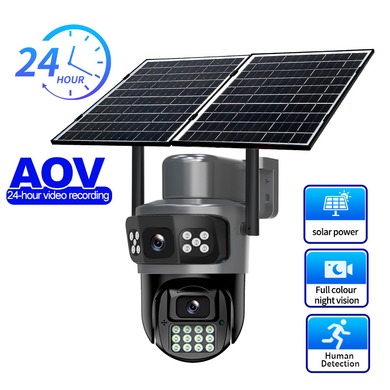 HiEasy Solar Supervisión 4G Cámara binocular de doble pantalla 5 millones de monitoreo solar al aire libre