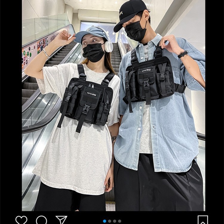 최신 유행 브랜드 조끼 가슴 가방 타고 야외 스포츠 작은 배낭 경량 캐주얼 착용 워키 토키 가슴 가방