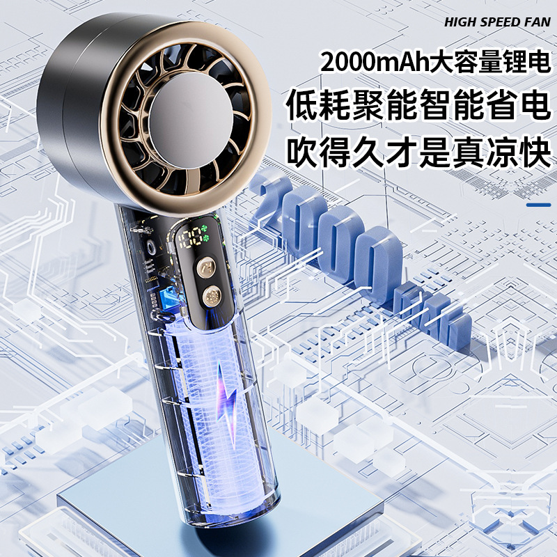 国境を越えた新しいブラシレス高速冷却ファンポータブルタービン強風冷却ハンドヘルドファンミニハンドヘルドファン|undefined