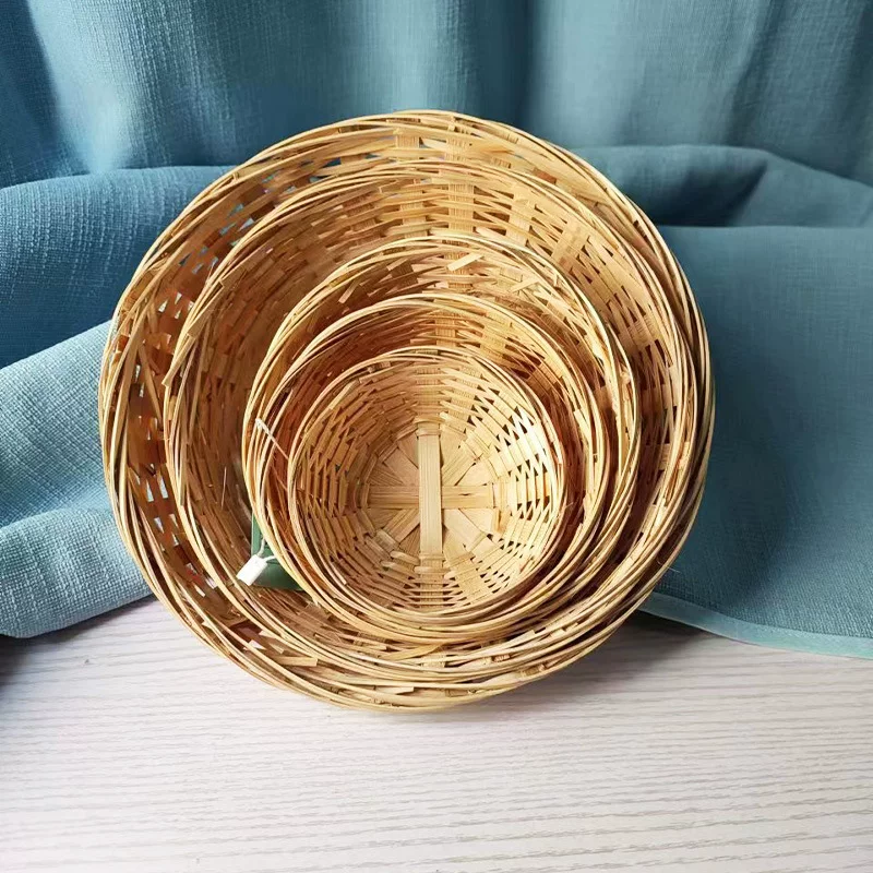 Handmade bamboo weaving bamboo bowls at home fries bread baskets farmhouse disposable bamboo basket bowls desktop storage bamboo baskets