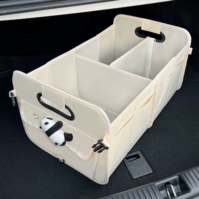 Car storage bag/box Women's Car Storage Box - papa-panda-upgraded-material-oxford-cloth-multifunctional-storage-box-beige