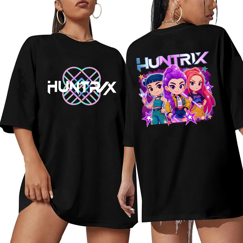 Spot Kpop Korean Wave Hunter Girl Group Printed T-Shirt High Quality 260g Pure Cotton Round Neck Top Short Sleeve 0925-2