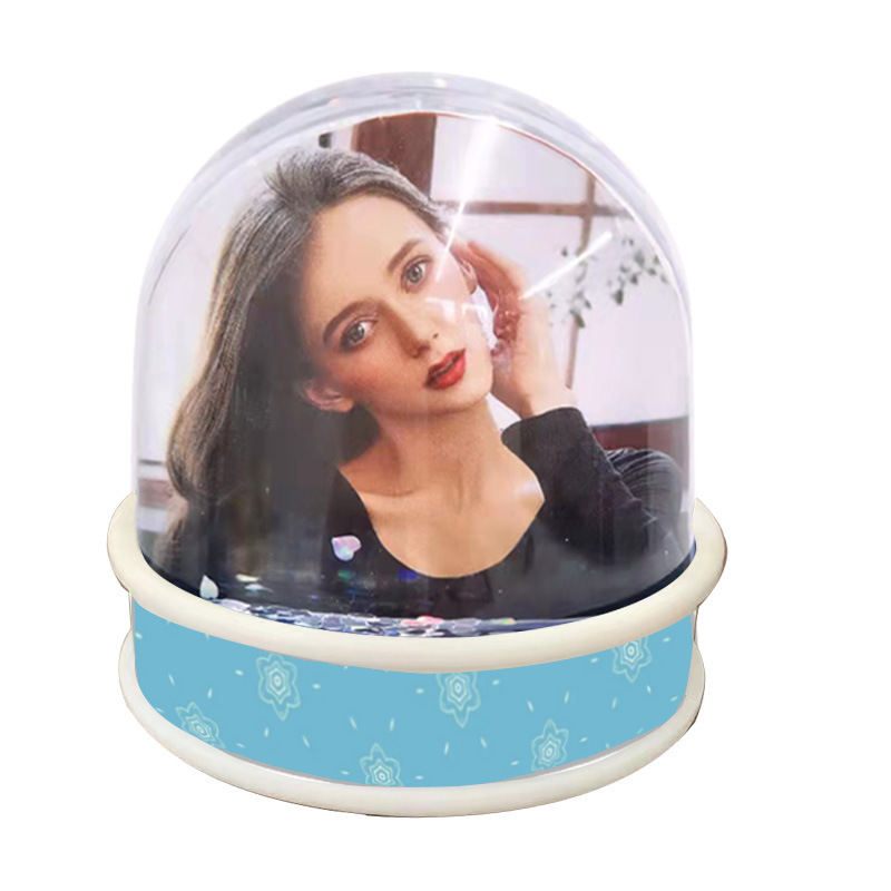 Plastic color base snowball best selling sticker base plastic crystal ball quicksand photo frame photo ornaments