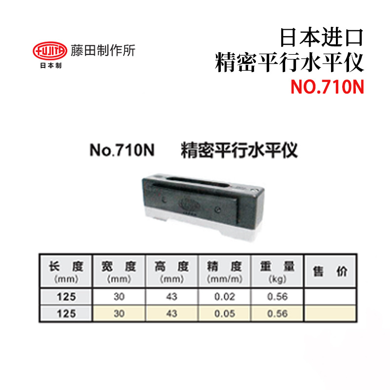 原装日本FUJITA藤田袖珍级精密水平尺No.710N 125X0.02 125X0.05