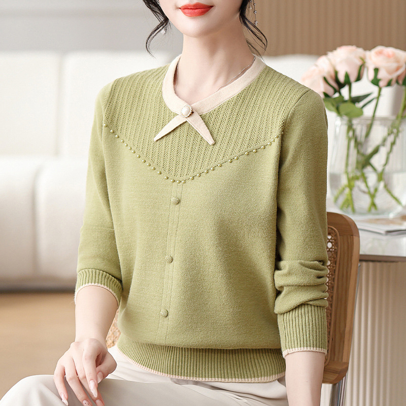 2026 New Style Spring Knit Top for Moms, Fashionable Middle-Aged and Elderly Women's Spring and Autumn Sweater Set 2026 New Style Spring Knit Top for Moms, Fashionable Middle-Aged and Elderly Women's Spring and Autumn Sweater Set